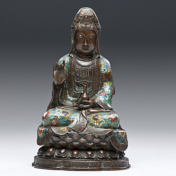 Bronze Chinese Cloisonné Guanyin
