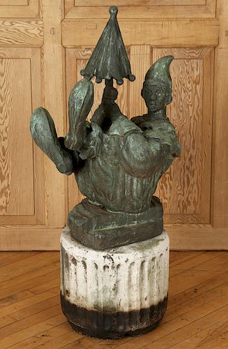 BRONZE CLOWN FOUNTAIN ON BASE