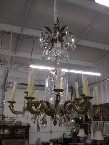 Bronze & Crystal Chandelier ten