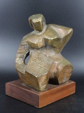 BRONZE CUBIST STYLE SCULPTURE