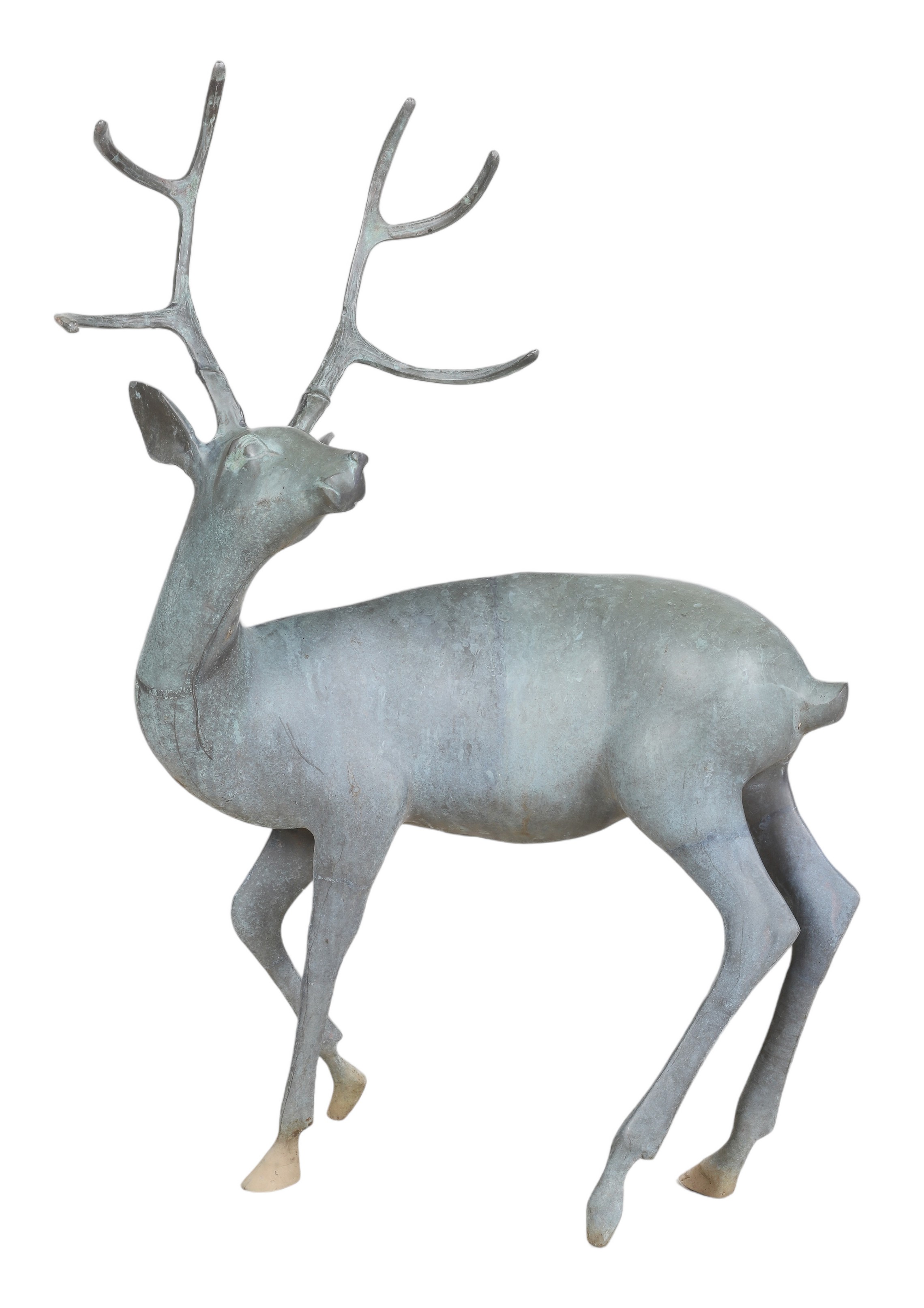 Bronze deer garden statue, with