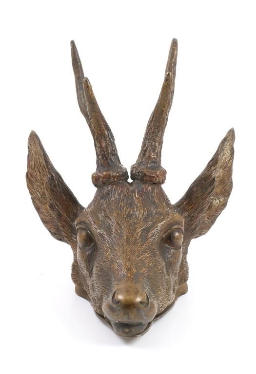 BRONZE DEER HEAD WALL HANGING