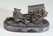 Bronze desk stand, dog with wa