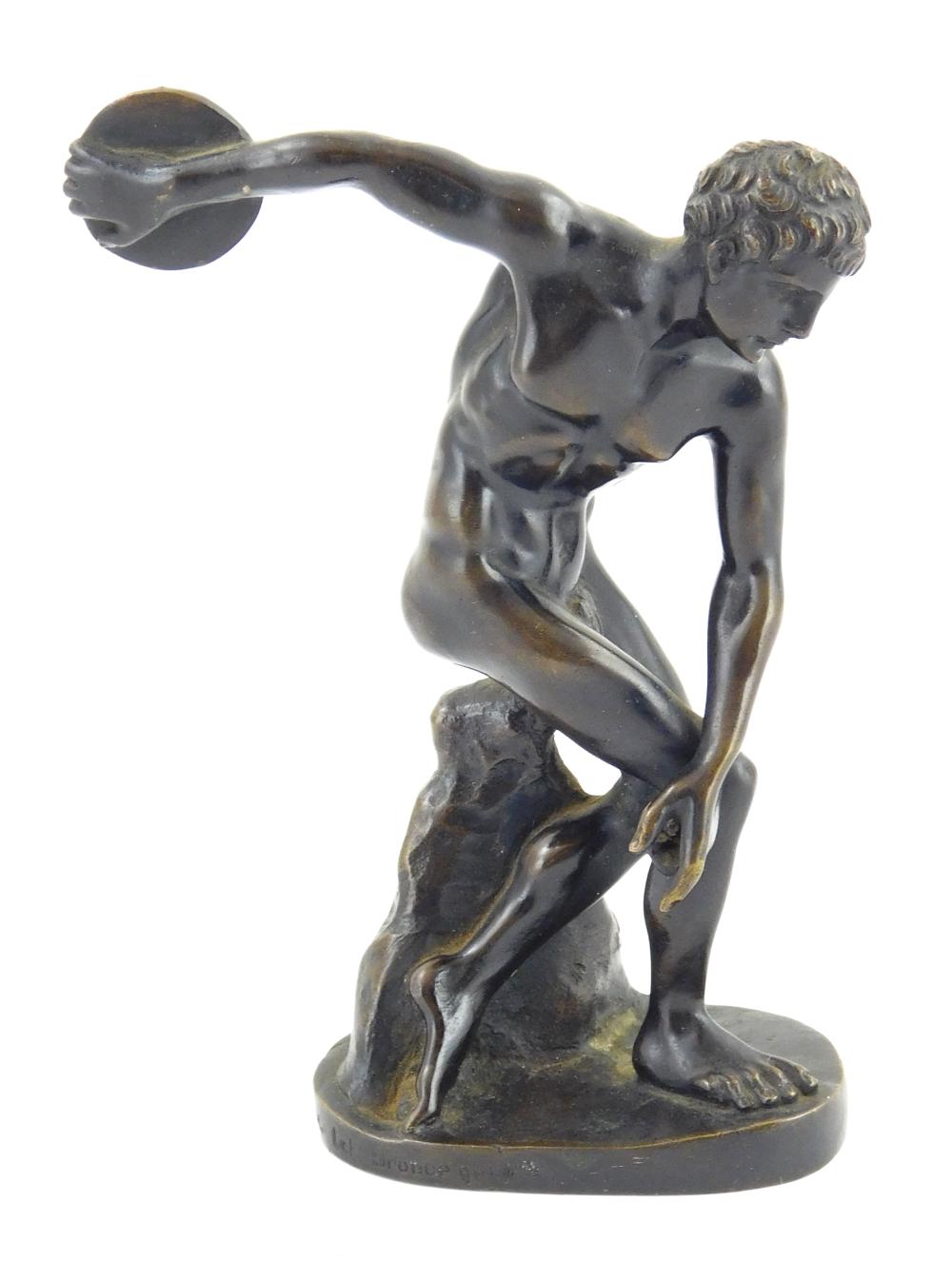 BRONZE DISCUS THROWER SIGNED "OSKAR