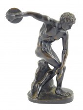 BRONZE DISCUS THROWER SIGNED "