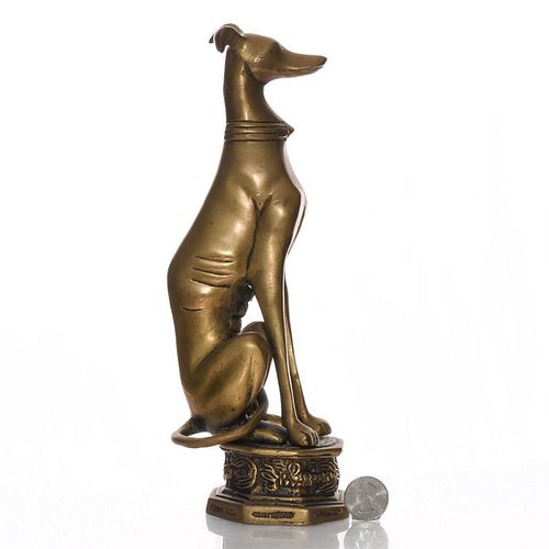 BRONZE DOG FIGURE, SEATED