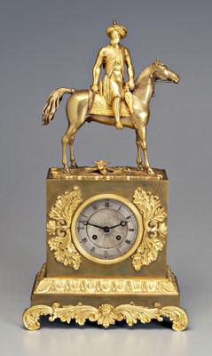 Bronze doré and brass mantle clock,