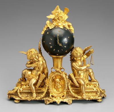 Bronze dore globe clock, globe