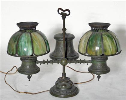 Bronze double student table lamp