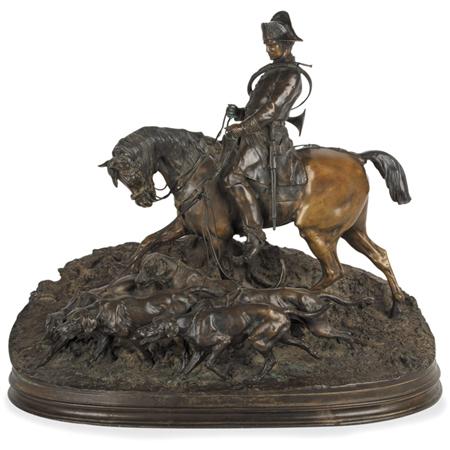 Bronze Equestrian Group of a