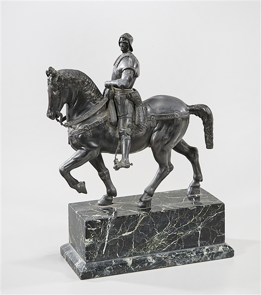 Bronze equestrian sculpture on