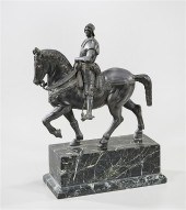 Bronze equestrian sculpture on