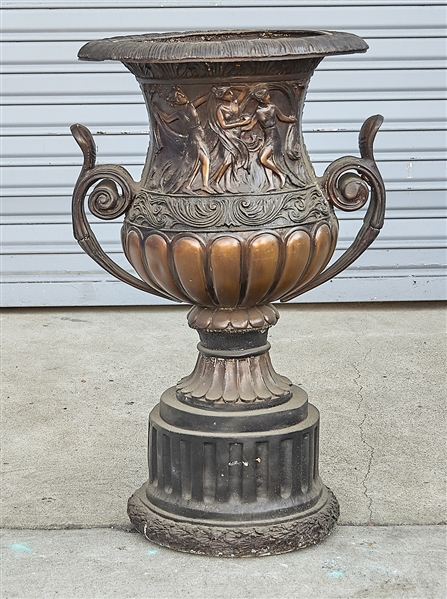 Bronze European-style urn; 29" x