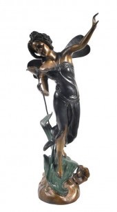 BRONZE FAIRY WITH DRAGONFLY WI