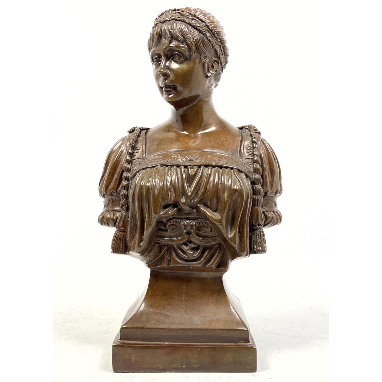 Bronze Female Bust Sculpture. Young