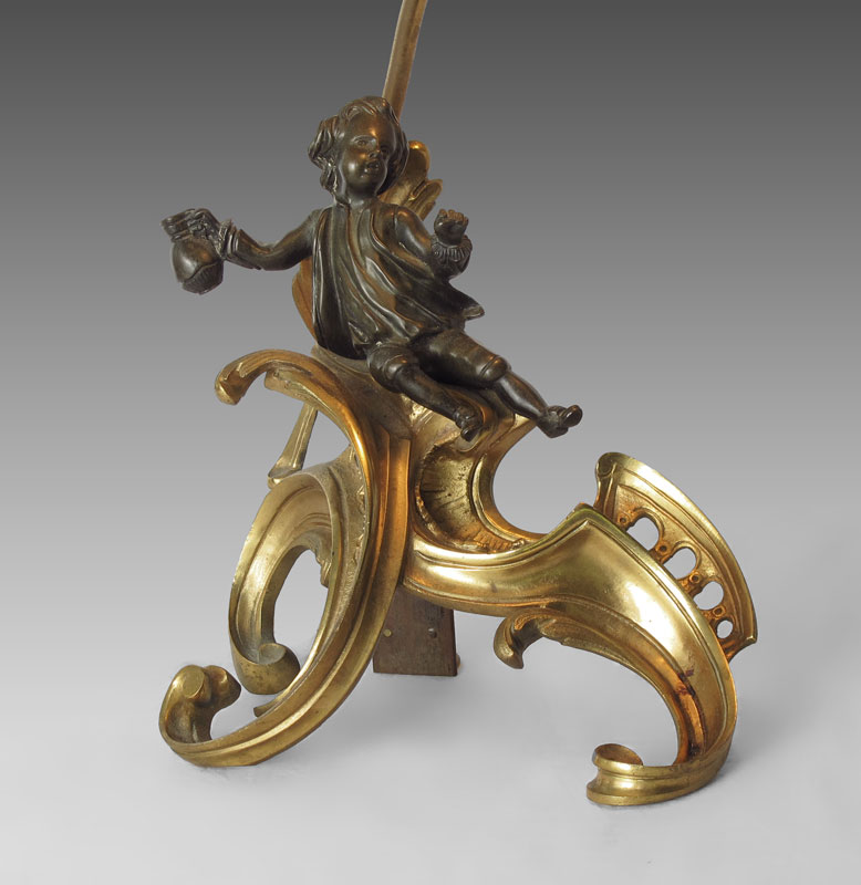BRONZE FIGURAL CHILD LAMP: Bronze