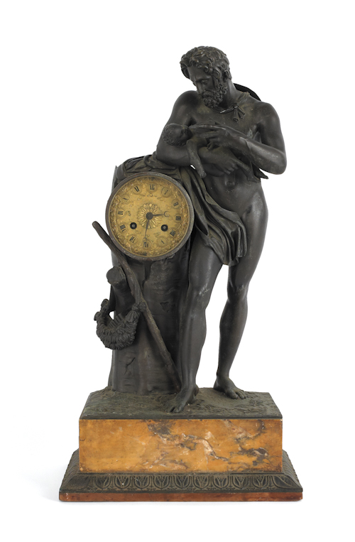 Bronze figural clock depicting a