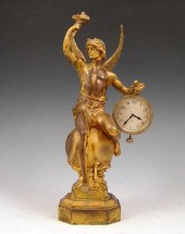 BRONZE FIGURAL CLOCK: Figure o