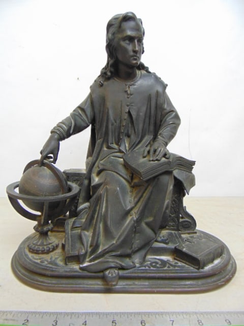 BRONZE FIGURAL, COPERNICUS SEATED