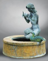 BRONZE FIGURAL FOUNTAINBronze