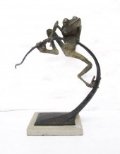 BRONZE FIGURAL FROG BY DAN CHE