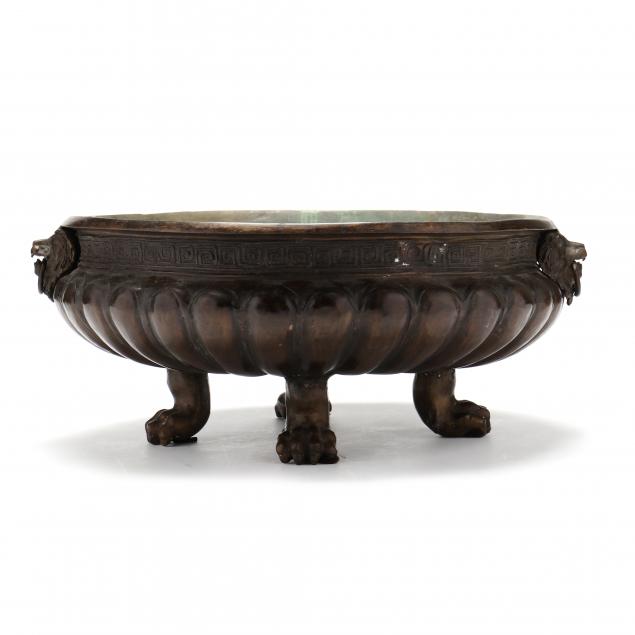 BRONZE FIGURAL GARDEN URN 20th