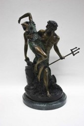 BRONZE FIGURAL GROUP AFTER CLA