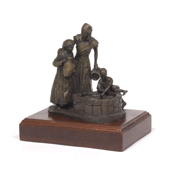 BRONZE FIGURAL GROUP, MOTHER AND