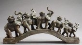 BRONZE FIGURAL GROUP OF AN ELE