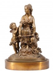 BRONZE FIGURAL GROUP OF DIANA