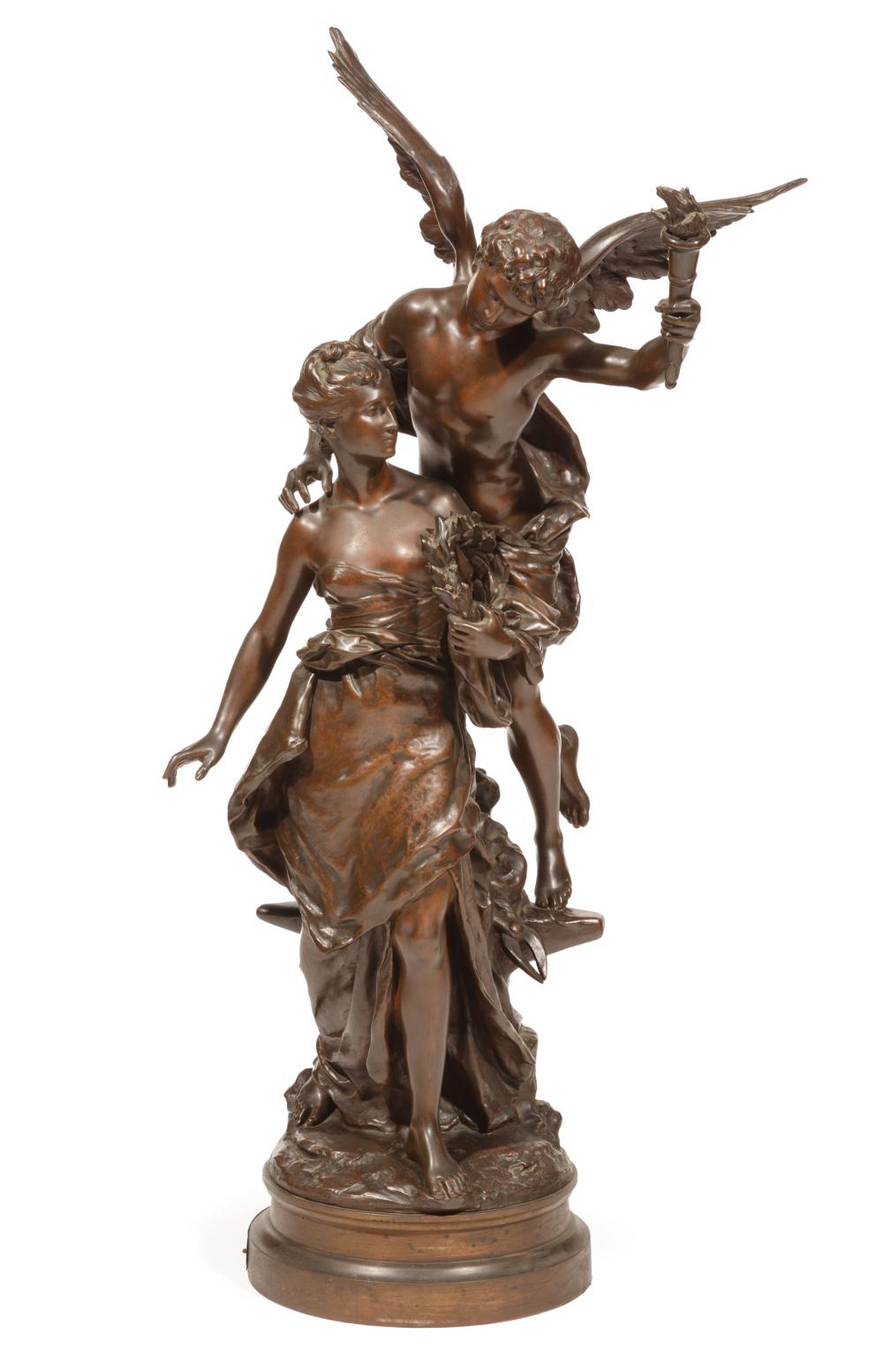 BRONZE FIGURAL GROUP OF "GéNIE