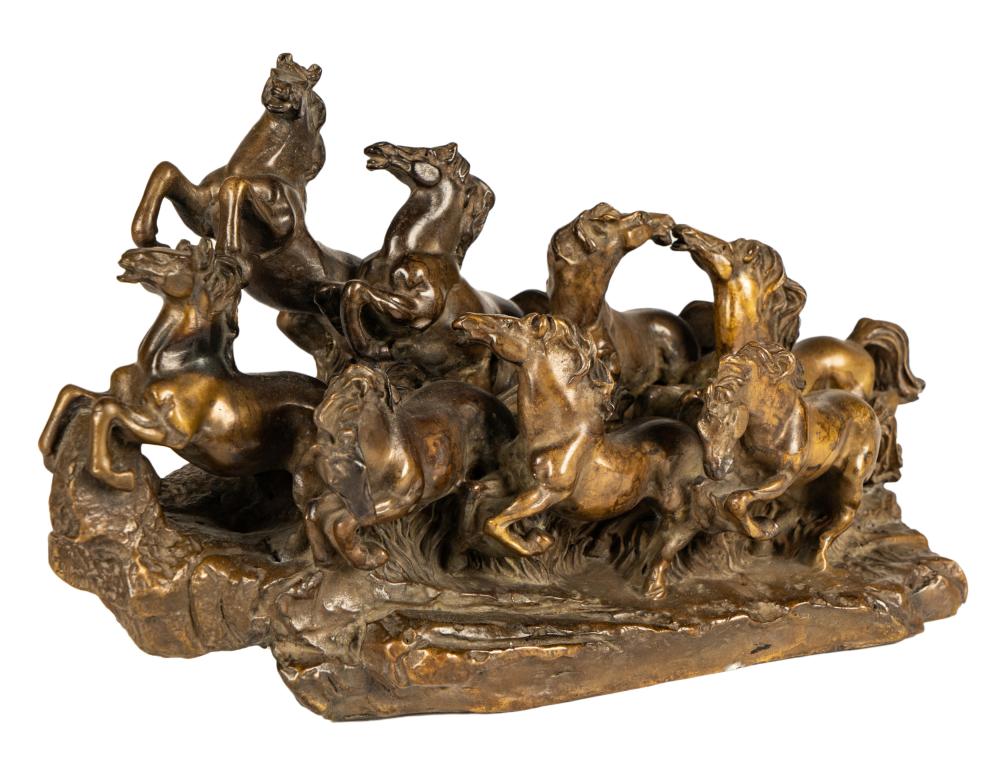 BRONZE FIGURAL GROUP OF