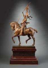 BRONZE FIGURAL GROUP OF JOAN O