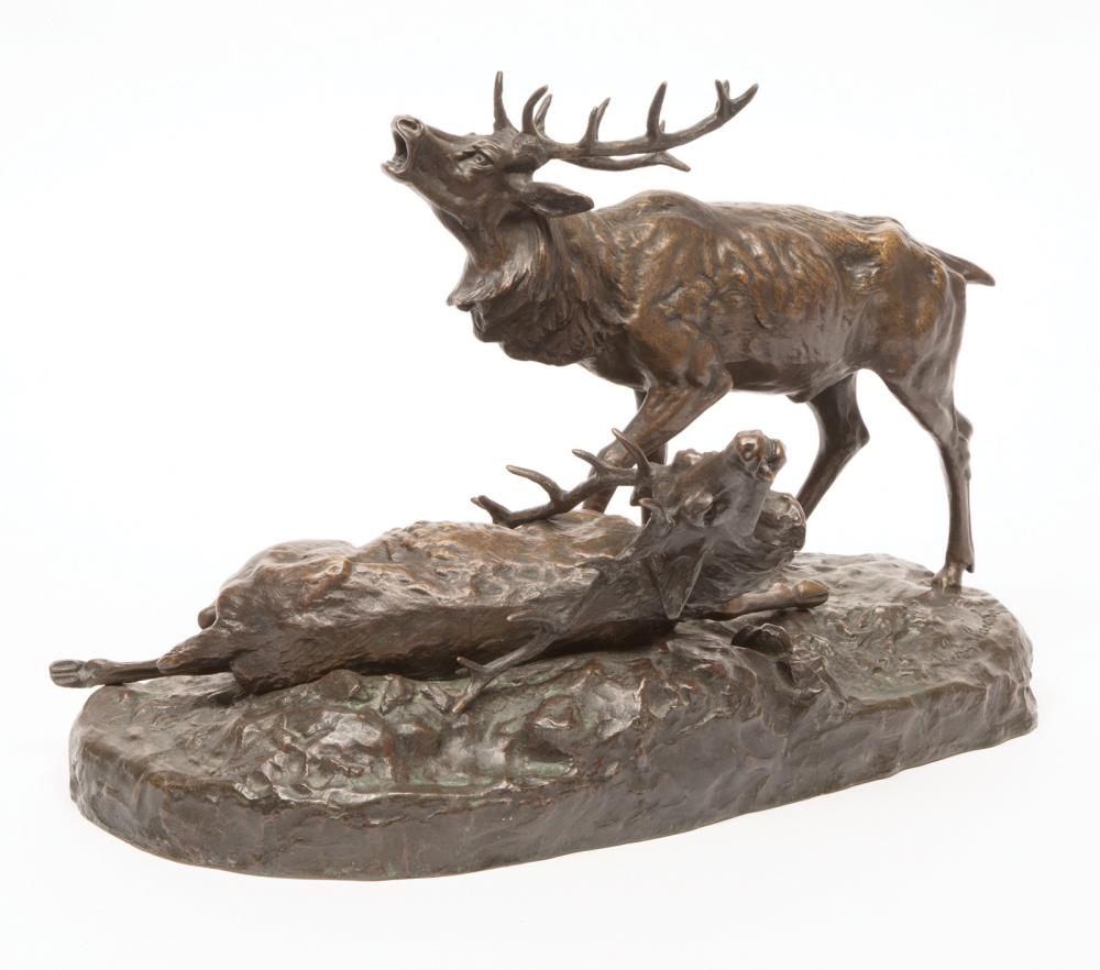 BRONZE FIGURAL GROUP OF "LE CERF
