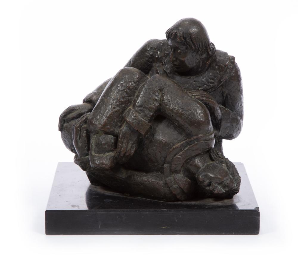 BRONZE FIGURAL GROUP OF