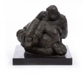 BRONZE FIGURAL GROUP OF WRESTL