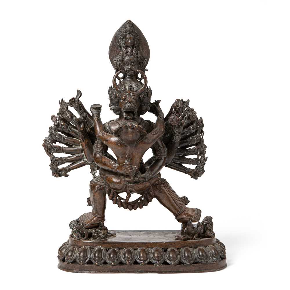 BRONZE FIGURAL GROUP OF YAMANTAKA