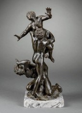 BRONZE FIGURAL GROUP "RAPE OF