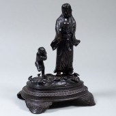 BRONZE FIGURAL GROUPBronze, un