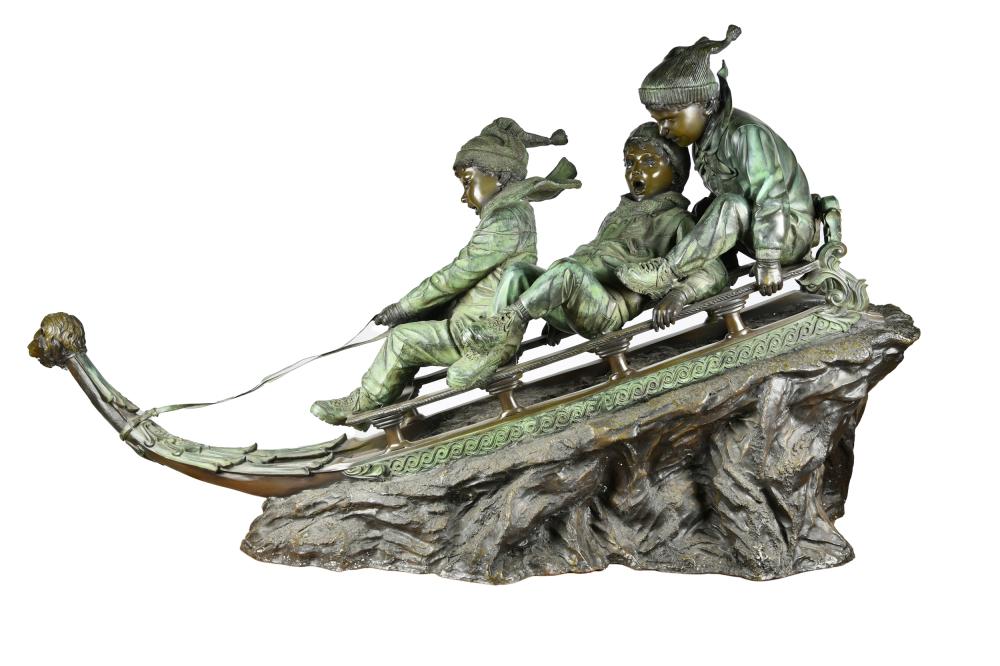 BRONZE FIGURAL GROUPdepicting