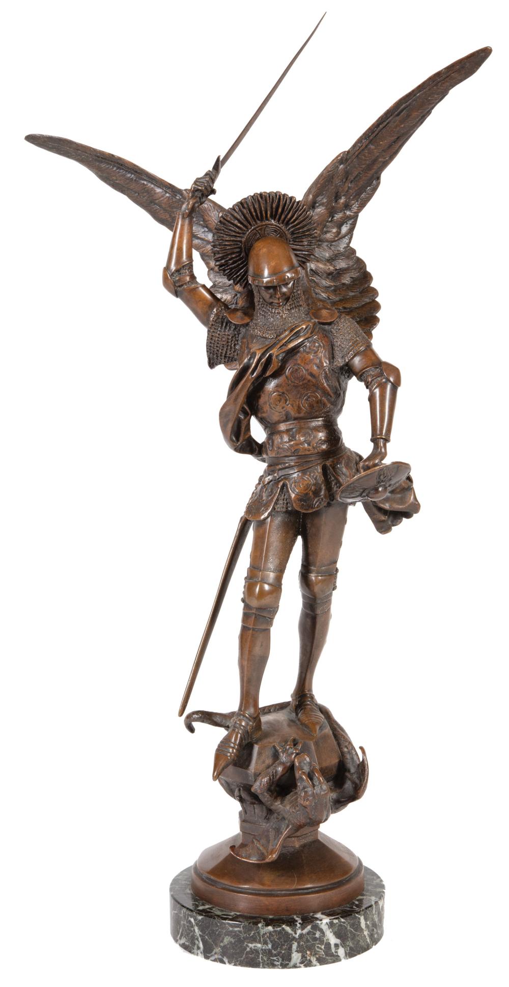 BRONZE FIGURAL OF "ST MICHAEL