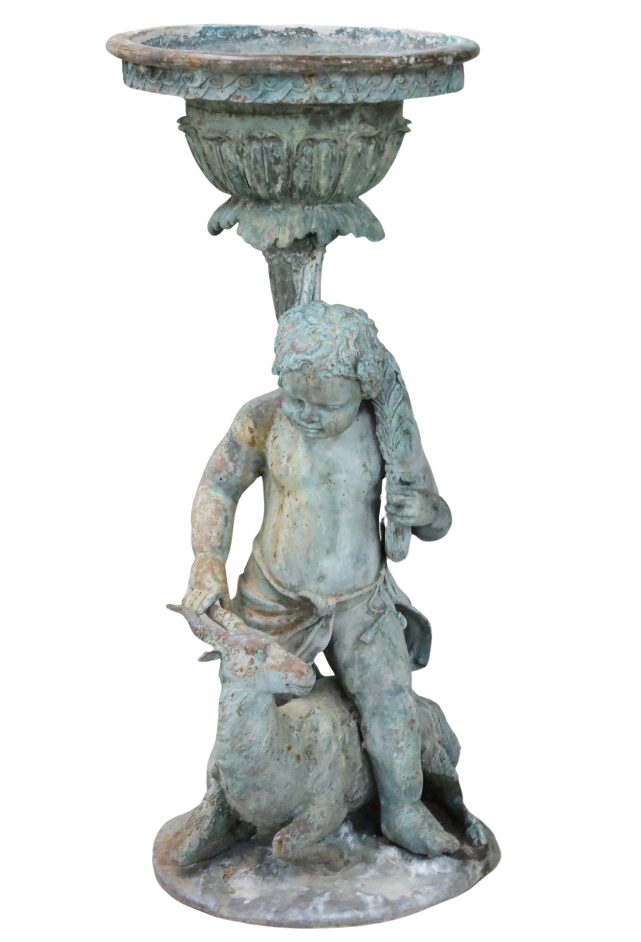BRONZE FIGURAL PLANTER OF PUTTO AND