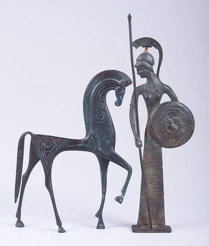BRONZE FIGURAL STATUES, TWO