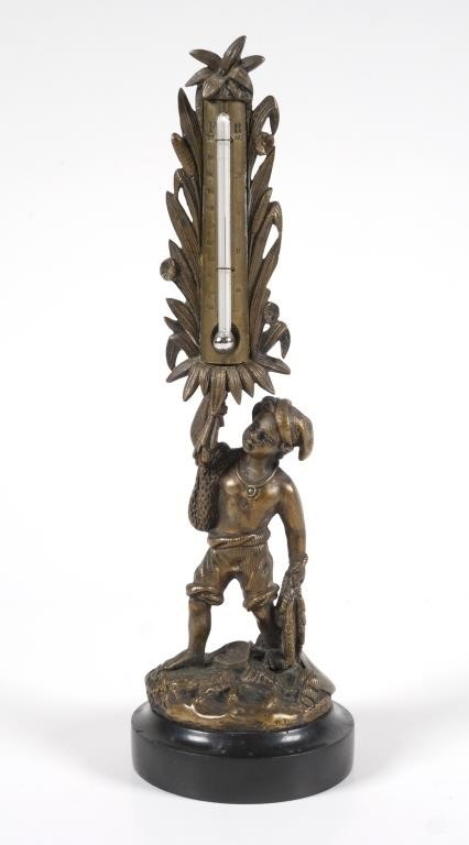 BRONZE FIGURAL THERMOMETERBronze
