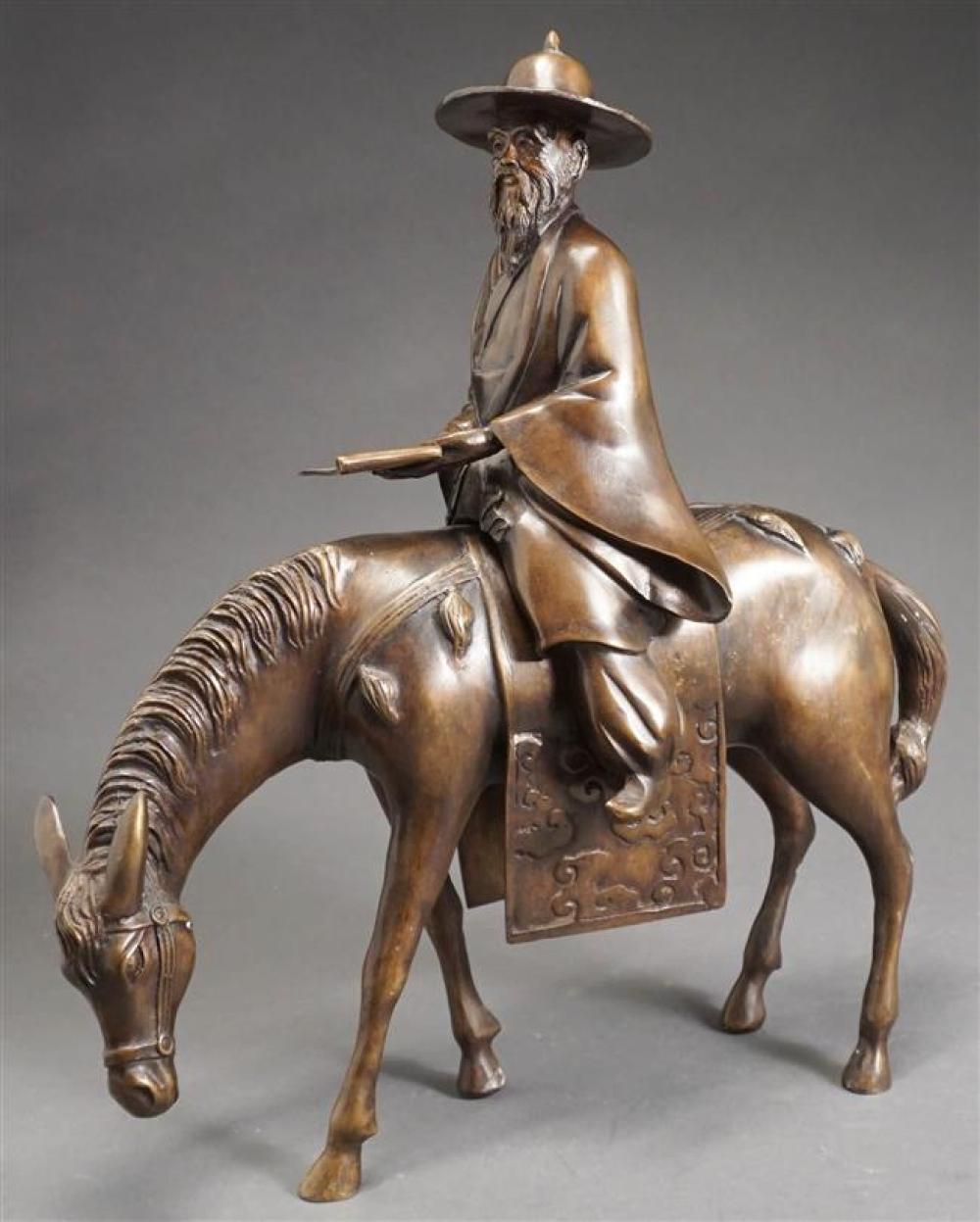 BRONZE FIGURE OF A CHINESE TRAVELER