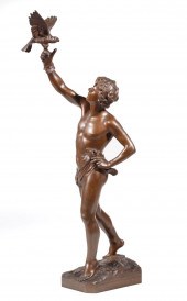 BRONZE FIGURE OF A FALCONERBro