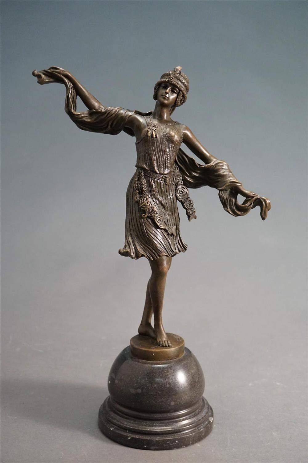 BRONZE FIGURE OF A FLAPPER, H: 16