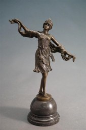 BRONZE FIGURE OF A FLAPPER, H: