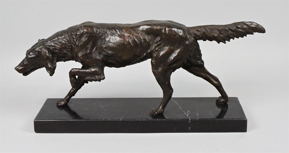 BRONZE FIGURE OF A HUNTING DOG