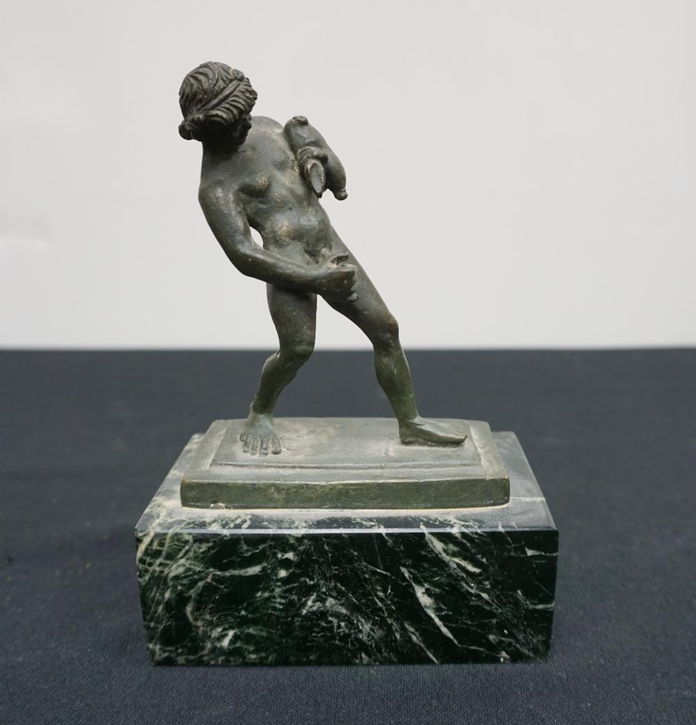 BRONZE FIGURE OF A SATYR HOLDING AN